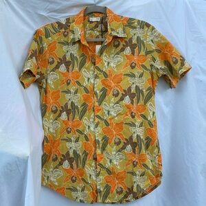 Waimea orchid print cotton button shirt S